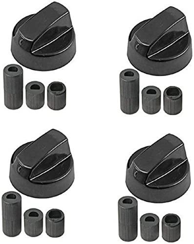 Kit 4 Manopole Universali per Cucina, Forno e Piano Cottura Nere con Adattatori