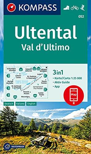 Carta escursionistica n. 052. Val d'Ultimo-Ultental 1:25.000. Ediz. italiana, inglese, francese e tedesca: 3in1 Wanderkarte 1:25000 mit Aktiv Guide ... in der KOMPASS-App. Fahrradfahren. Skitouren.