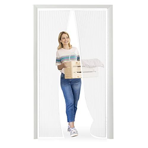Meet Beauty Zanzariera Magnetica 90 x 240 cm per Porte, Upgrade Zanzariera Porta Finestra, Bianco