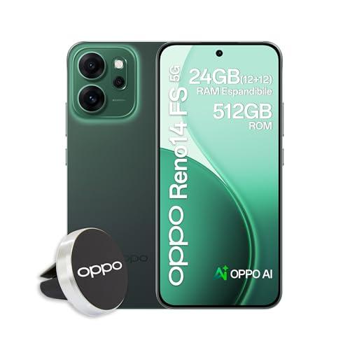 OPPO Reno14 FS 5G Luminous Green - Smartphone AI con Fotocamera 50MP e Display AMOLED 120Hz