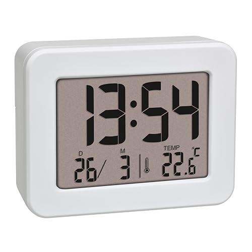 TFA Dostmann Mini Sveglia Digitale da Viaggio con Termometro Interno - Bianca
