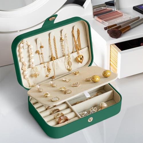 Mini Portagioie da Viaggio Verde Scuro - Organizer Portatile per Gioielli