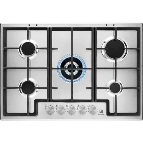Electrolux EGS75362X Piano Cottura a Gas SlimLine 75cm in Acciaio Inox con 5 Bruciatori e Griglie in Ghisa
