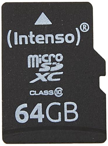 Intenso Scheda di memoria MicroSDXC da 64 GB, Class 10 (con Adattatore SD), Nero
