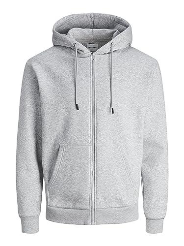 Jack & Jones Plain Zip Hoodie Light Grey Melange