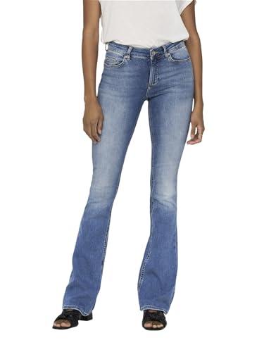 ONLY Onlblush Life Mid Flared DNM TAI467 Noos Jeans, Denim Blu Chiaro, Taglia M/32