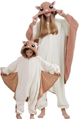 DarkCom Scoiattolo Volante Onesie: Pigiama Cosplay per Bambini e Adulti