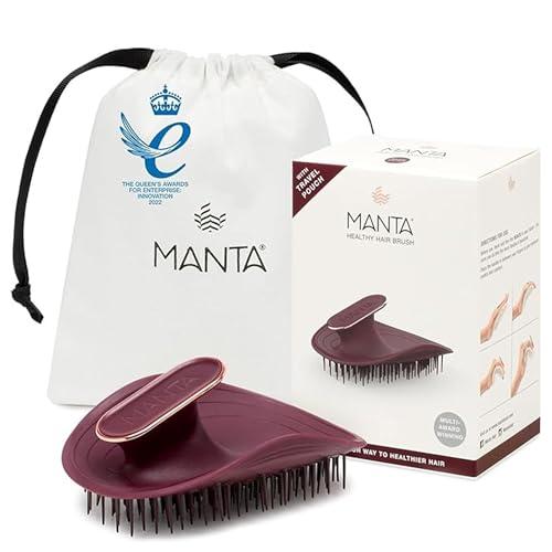 Spazzola Originale Manta Anti-Rottura – La Migliore Spazzola Districante e Flessibile per Capelli Sani, Diradati e di Tutti i Tipi, Cura Delicata dei Capelli per Donne e Uomini, Borgogna