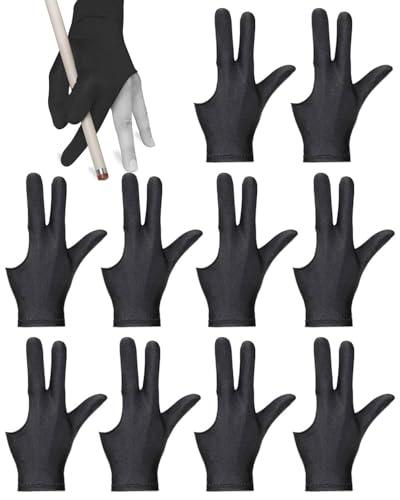 LEEQBCR Guanti da Biliardo Unisex (10 Pezzi) - Nero