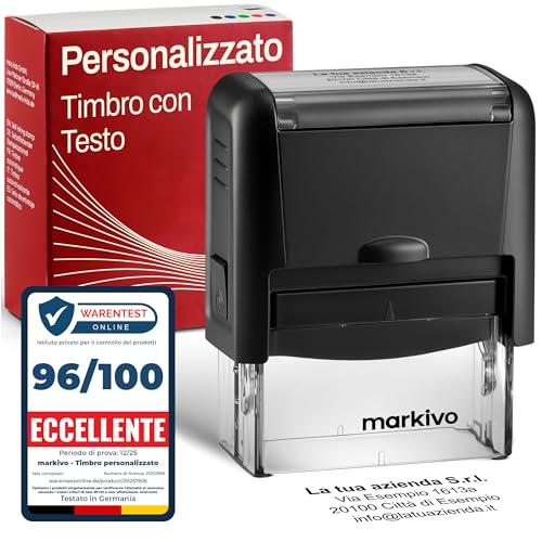 Timbro Personalizzato Autoinchiostrante - Ideale per Aziende, Uffici e Medici - 47x18mm, max. 5 Righe, Nero (M)