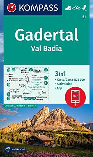 Carta escursionistica n. 51. Val Badia. Ediz. multilingue: 3in1 Wanderkarte, mit Aktiv Guide inklusive Karte zur offline Verwendung in der KOMPASS-App. Fahrradfahren. Skitouren.