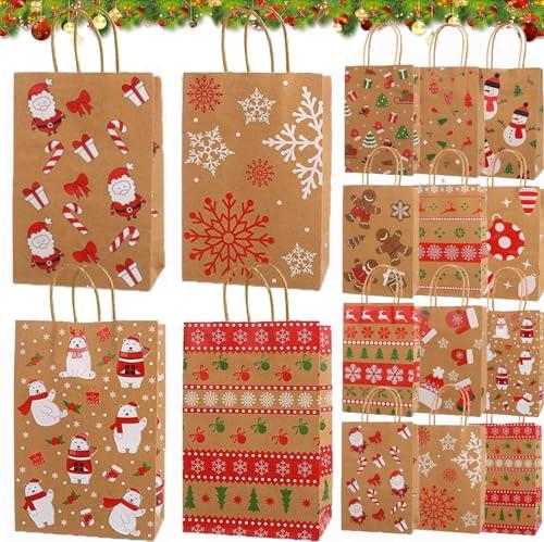 SULOLI 12 Pezzi Sacchetti Regalo Natale di Carta Kraft