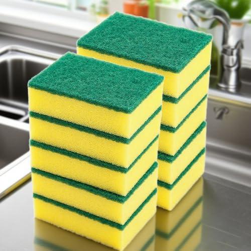 Confezione da 10 spugne per la pulizia della cucina, spugne per la pulizia dei piatti a doppio lato, per casa e cucina, spugne antigraffio