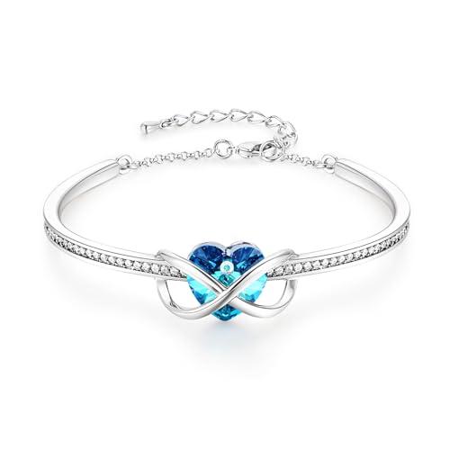 GEORGE · SMITH Bracciale Placcato Argento Infinity Cuore Cristallo Bracciale per Donne Ragazze Gioielli Compleanno Natale Regalii San Valentino per Mamma Moglie