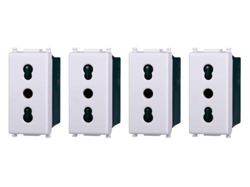 Presa Bipasso Compatibile Vimar Plana 2P+T 10/16A 250V Bianco EV2001 (Kit 4 Pezzi)