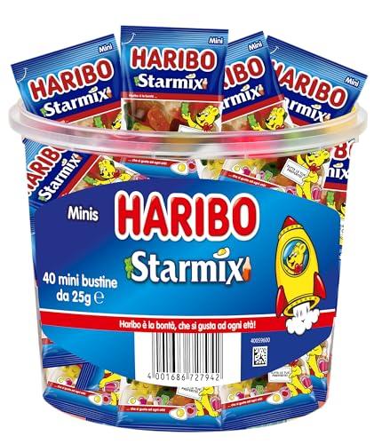 Haribo Starmix, 40 Mini Bustine da 25gr, Caramelle Gommose, Gusto Frutta, Ideali per Feste - 1000gr