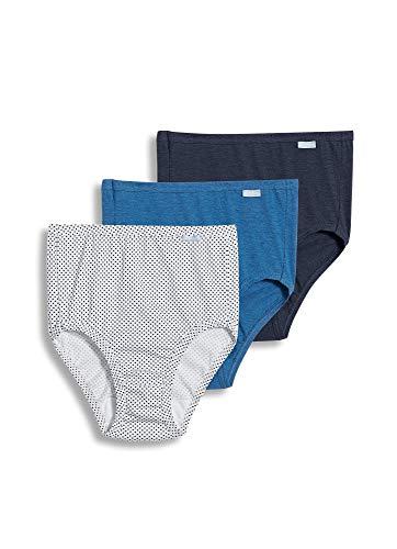 Jockey Women's Underwear Elance Brief - 3 Pack, heather blue/deep blue/dot, 6