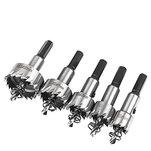 Flintronic Set di 5 seghe a tazza HASS in titanio per trapano da 16, 18,5, 20, 25, 30 mm