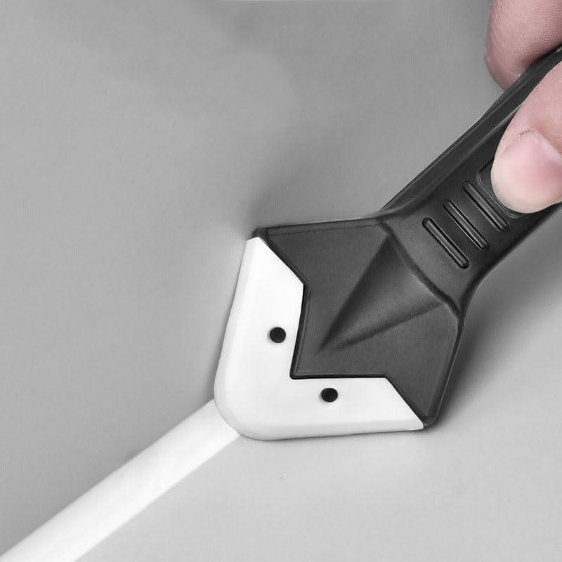 1 set di strumenti per sigillatura in silicone con testa in acciaio inossidabile 3 in 1, raschietto sigillante più liscio e detergente per vasca da bagno, finestre, piastrelle, doccia, malta, nero
