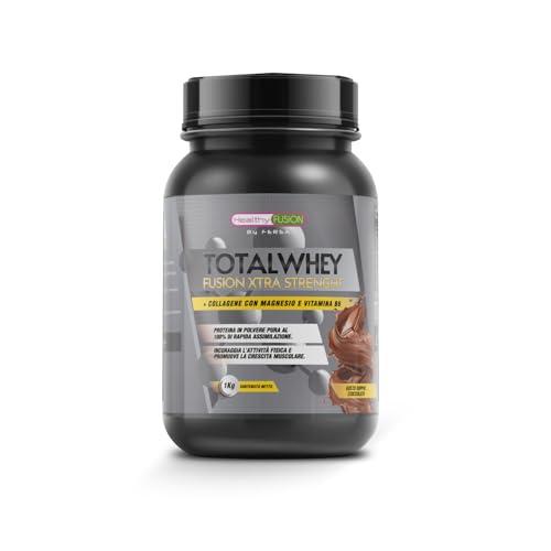 Healthy FUSION Proteine di Assimilazione Rapida del Siero di Latte con Collagene e Magnesio, Cioccolato, 1000g