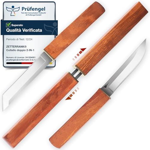 Zetterrank 2-in-1 Doppio Coltello da Caccia con Manico in Legno e Lama Giapponese