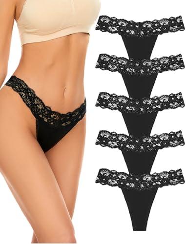 VOENXE Slip Perizoma da Donna in Pizzo - Set da 5