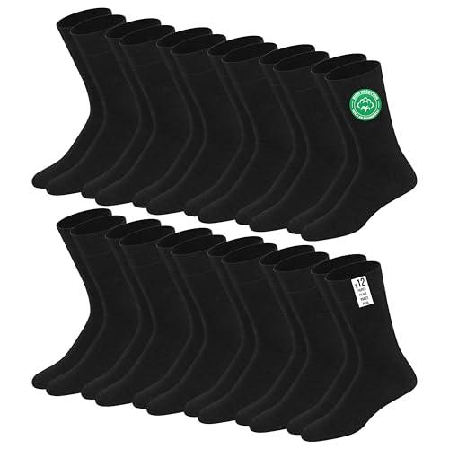 SOXCO Calze da Uomo in Cotone Nero, Confezione da 12 Paia (Taglia 43-46)