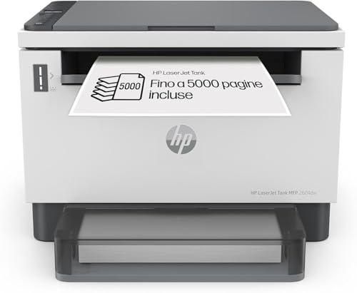 HP Laser Tank 2604dw 381V0A, Stampante Monocromatica Multifunzione con Serbatoio Toner integrato a Ricarica Rapida, Stampa F/R Automatica, 22 ppm, Fino a 5000 Pagine, Scansione A4, Wi-Fi, USB, Bianca