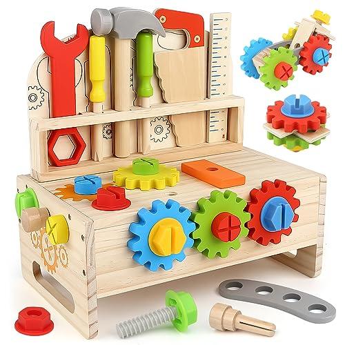 Vanplay Giochi Bambini 3 Anni Banco da Lavoro per Bambini Cassetta Attrezzi Bambini Giochi in Legno Giocattoli Bambino 3 4 5 Anni (41 Pezzi)