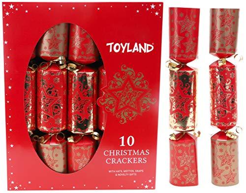 Toyland® 10 Deluxe Red & Gold Christmas Crackers