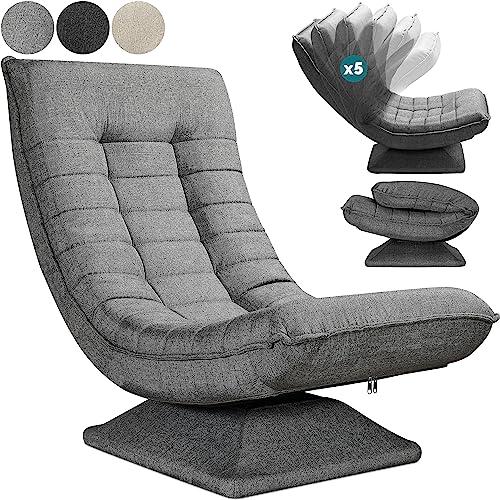 CASARIA® Sedia da Pavimento Regolabile 360° Pieghevole Capacità 150kg 58x57x84cm Poltroncina Imbottita Salotto Gaming
