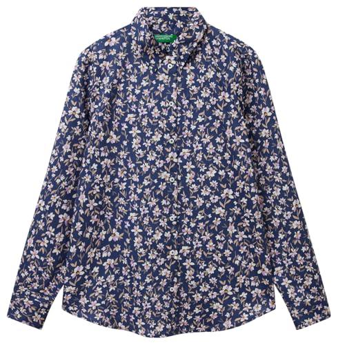Camicia Regular Fit in Mussola di Cotone Stampata United Colors of Benetton