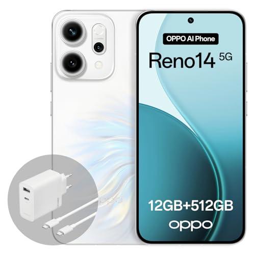 OPPO Reno14 5G Opal White - Smartphone Android AI con Ricarica SUPERVOOC 80W
