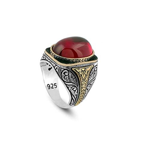 Anello di Rubino in Argento 925 Stile Ottomano Jewellery Pit