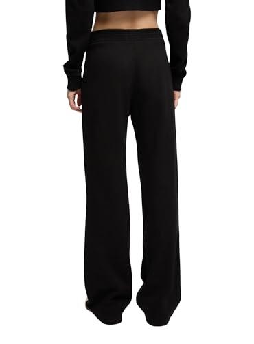 TERRANOVA Pantaloni Tuta Donna Wide Leg in Felpa Pesante Nera