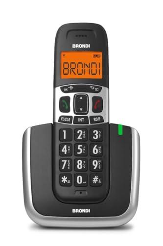 Brondi Bravo Platinum - Telefono Cordless con Ampio Display e Tasti Grandi