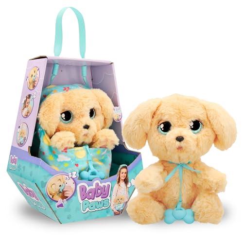 BABY PAWS Labrador, Cucciolo di Peluche Interattivo con Suoni che Apre e Chiude gli Occhi e include una Borsa-Copertina, Giocattolo Regalo per Bambini dai 3 Anni in su