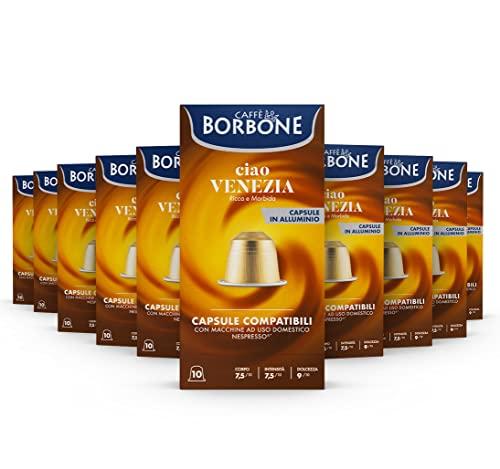Caffè Borbone Miscela Ciao Venezia - 100 Capsule ALLUMINIO (10 confezioni da 10) - Compatibili con le Macchine ad uso domestico Nespresso*