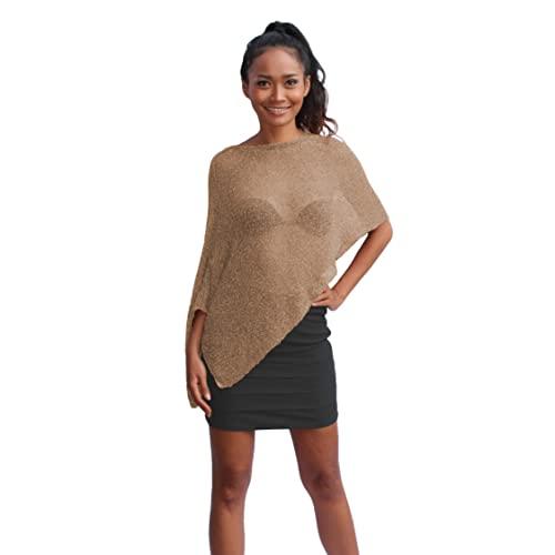 Creazioni Unique Poncho Coprispalle da Donna Elegante - Beige con Essenza di Fiore di Ciliegio