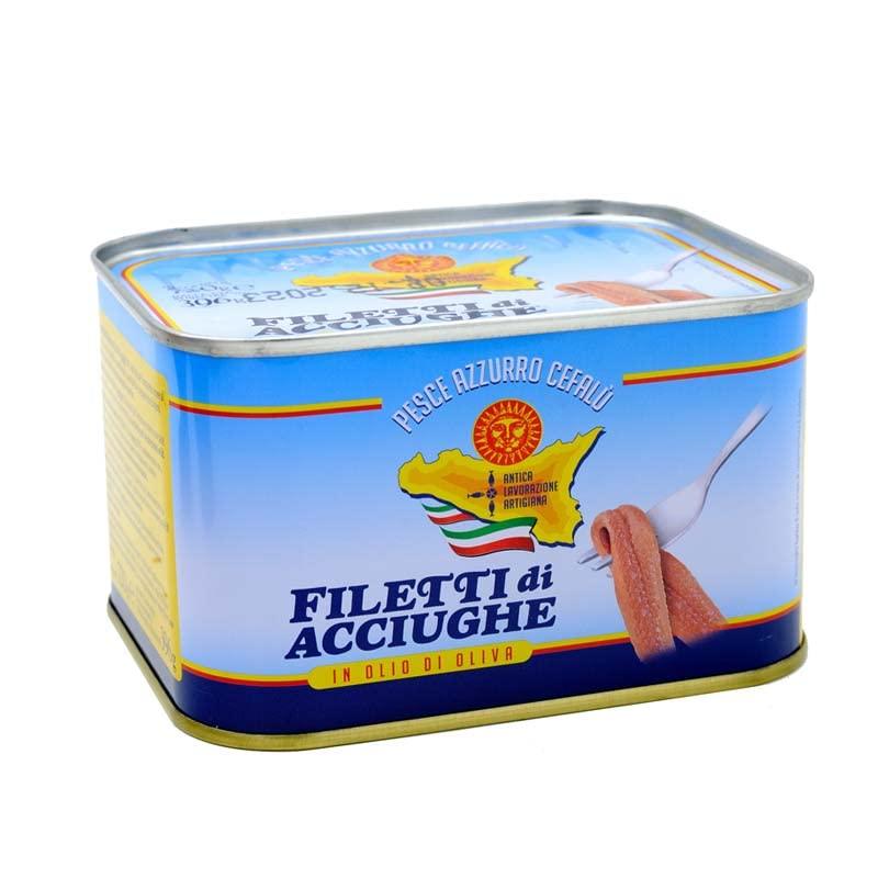 Filetti di Acciughe in Olio di Oliva Pesce Azzurro Cefalù - Latta Maxi 720gr