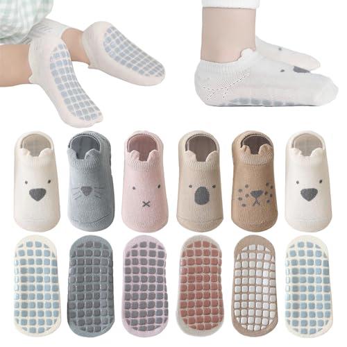 YANWANG Calzini Antiscivolo Neonati - 5 Paia con Motivi Cartone Animato