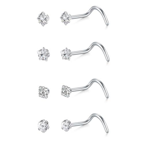 LAURITAMI 4 Pezzi Piercing Naso Brillantino Acciaio Inox