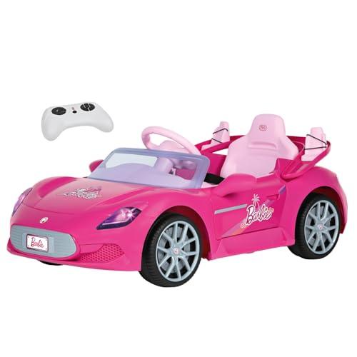 Auto Elettrica Barbie 12V Rosa per Bambini con Sedile in Pelle