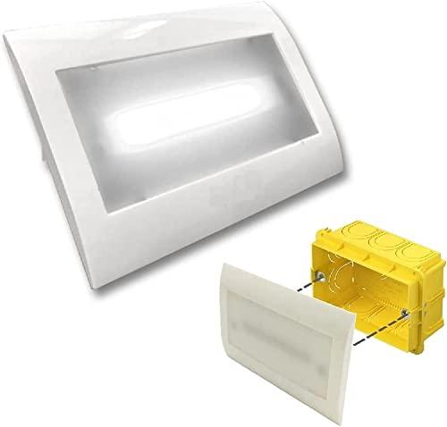ANFEL Lampada Emergenza LED Incasso 503, Luce Fredda, Placca Bianca