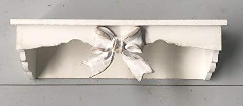 Mensola in legno shabby con fiocco 60x17cm h 18cm