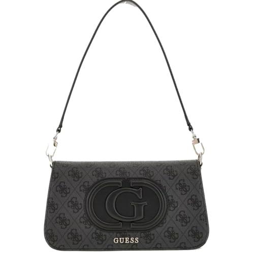 GUESS Eco Mietta Flap Shoulder Bag Coal Logo/Black