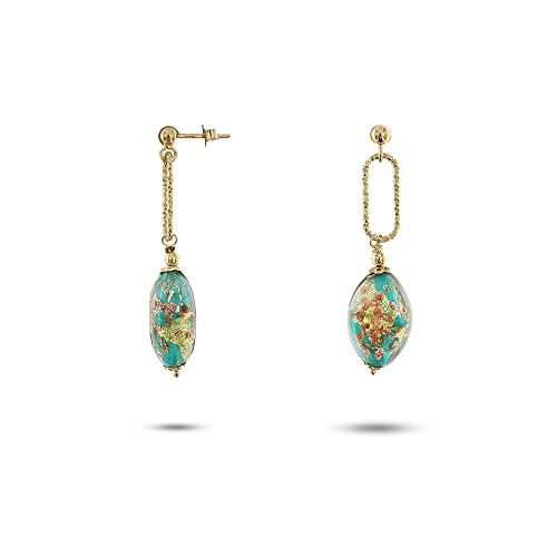 Venetiaurum - Orecchini Lunghi con Pendenti in Vetro Originale di Murano e Argento 925 - Gioiello Made in Italy Certificato