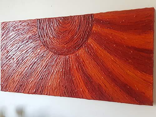 DORON ARTE QUADRO MODERNO ASTRATTO DIPINTO A MANO BORDI DIPINTI - FRAMMENTI DI SOLE - 40x80x4 cm - RIF60