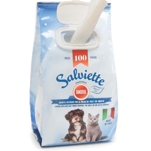Camon Salviette Detergenti Ambra per Cani e Gatti - 100 Pezzi
