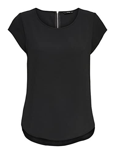 ONLY Onlvic S/s Solid Top Noos Wvn, T-shirt Donna, Nero